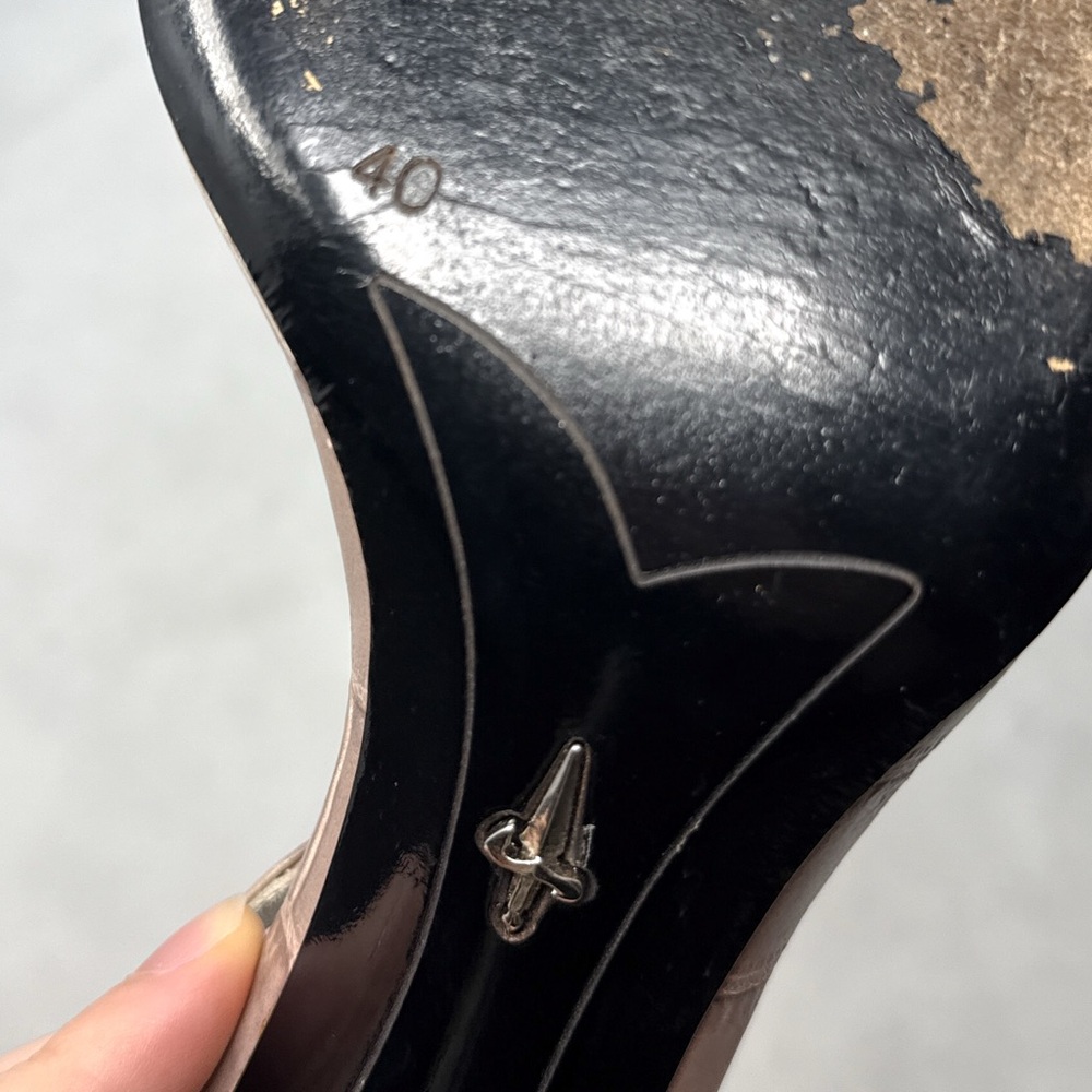 Cesare Paciotti Vintage Y2K Dagger Bow Croc Open Toe Stiletto Sandal Heels 40 - Picture 14 of 16